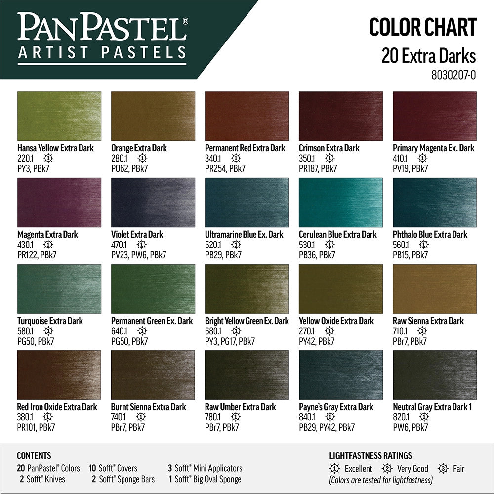 PanPastel 20 Colour Set – Extra Dark Colours