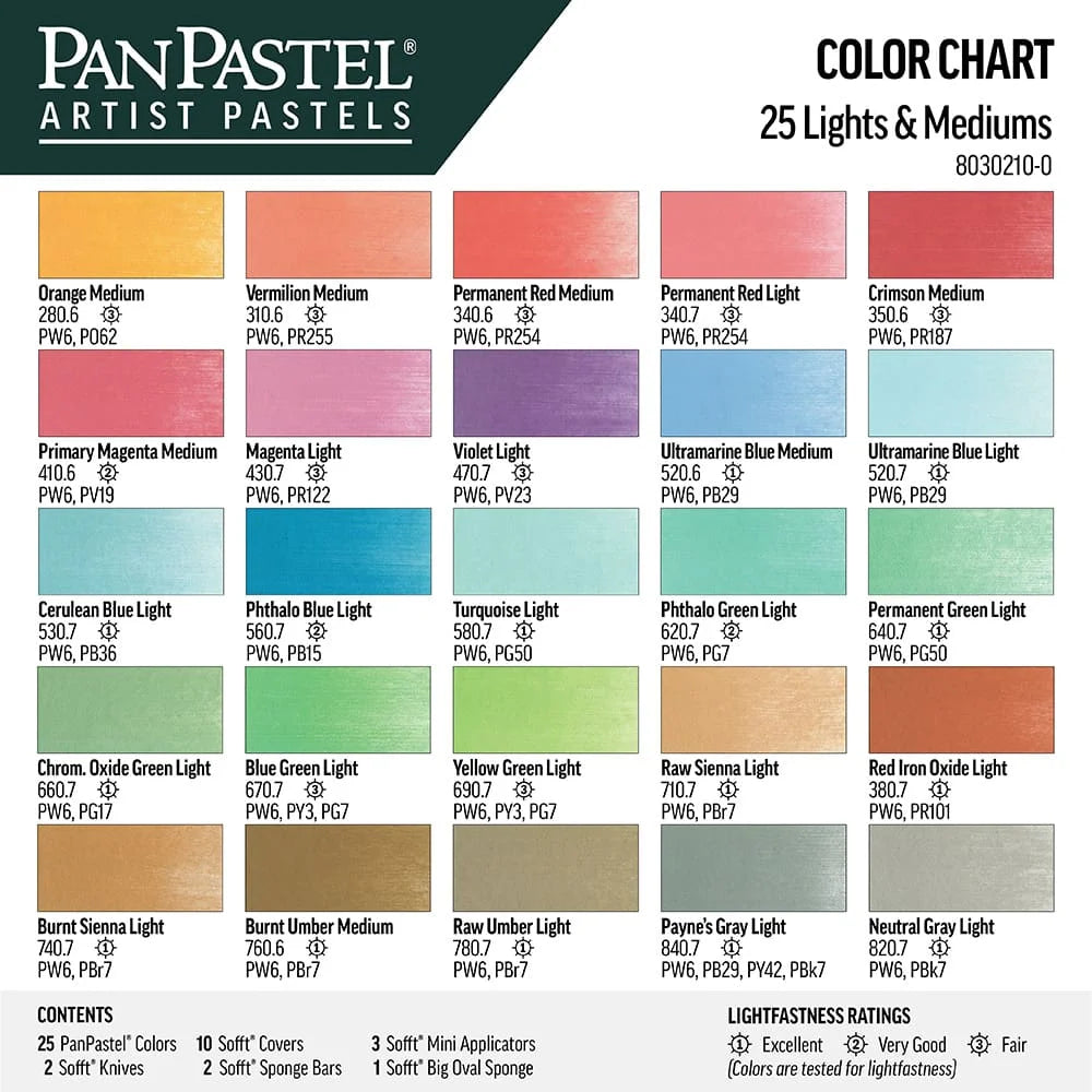 PanPastel 25 Colour Set – Light & Medium Colours