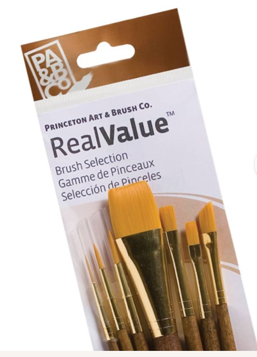 Princeton Art & Brush Co. : Synthetic Hair - Golden Taklon Set 7 piece