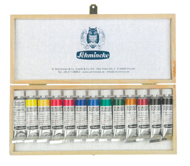 Schminke Horadam Aquarell Watercolour Wooden Set of 12 x 15ml Tubes + ONETZ 15ml