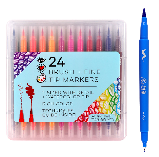 I Heart Art Brush & Fine Tip Markers Set of 24