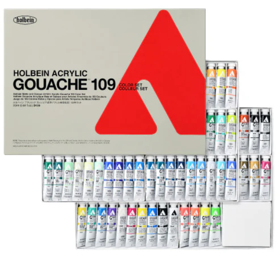 Holbein Acrylic Gouache Set 109 x 20ml Tubes D436