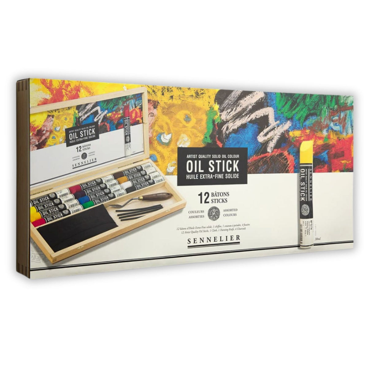 Sennelier Artist Oil Paint Stick Set 12 x 38ml in Wooden Box