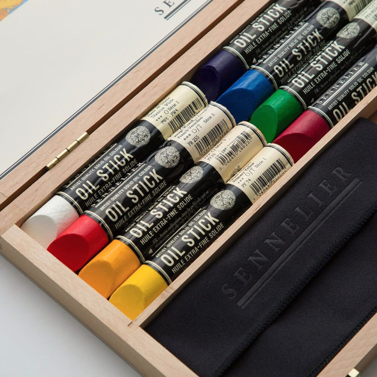 Sennelier Artist Oil Paint Stick Set 12 x 38ml in Wooden Box
