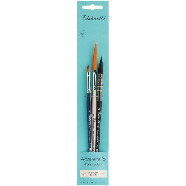 Tintoretto Watercolour Brush Set of 3 – Floral Painting