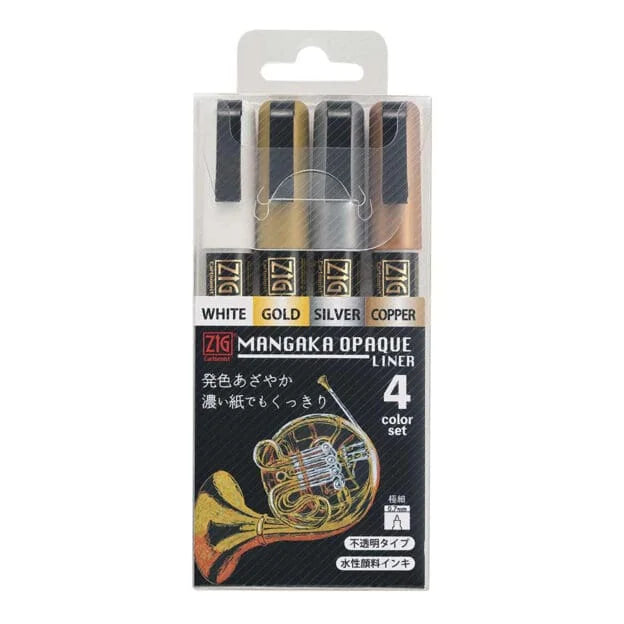 ZIG Mangaka Cartoonist Opaque Liner – 4 Colour Set