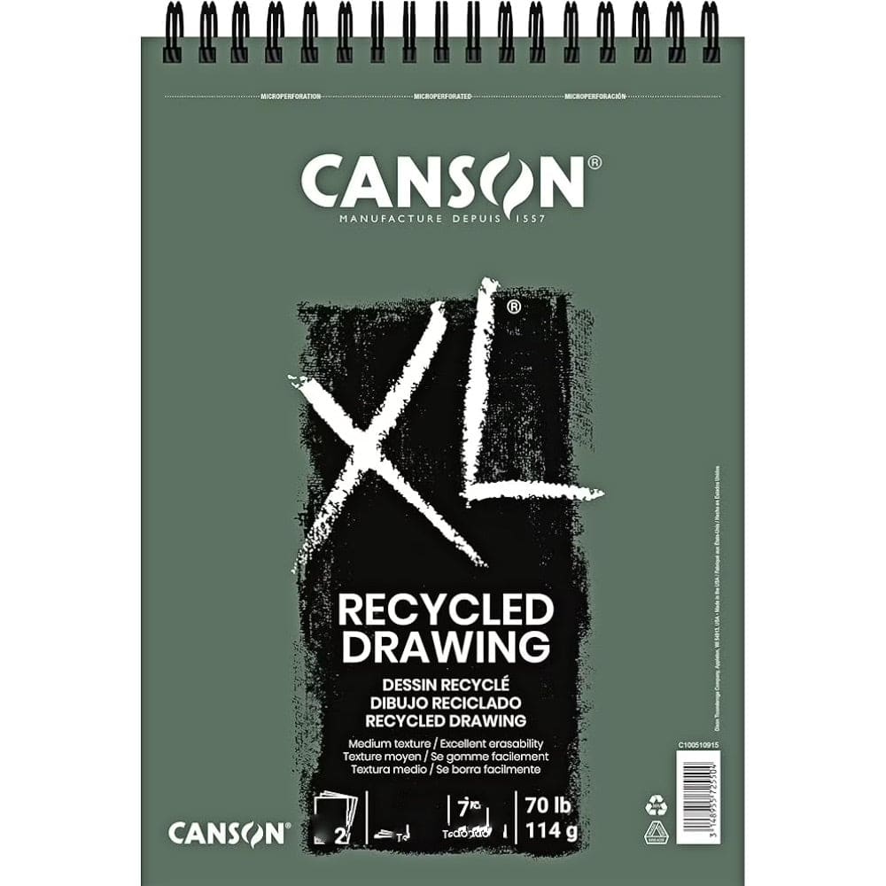 CANSON XL FILA NEW A5 - 14.8 x 21 cm - Spiral pad (30 sheets) Canson XL® Drawing Recycled 160gsm