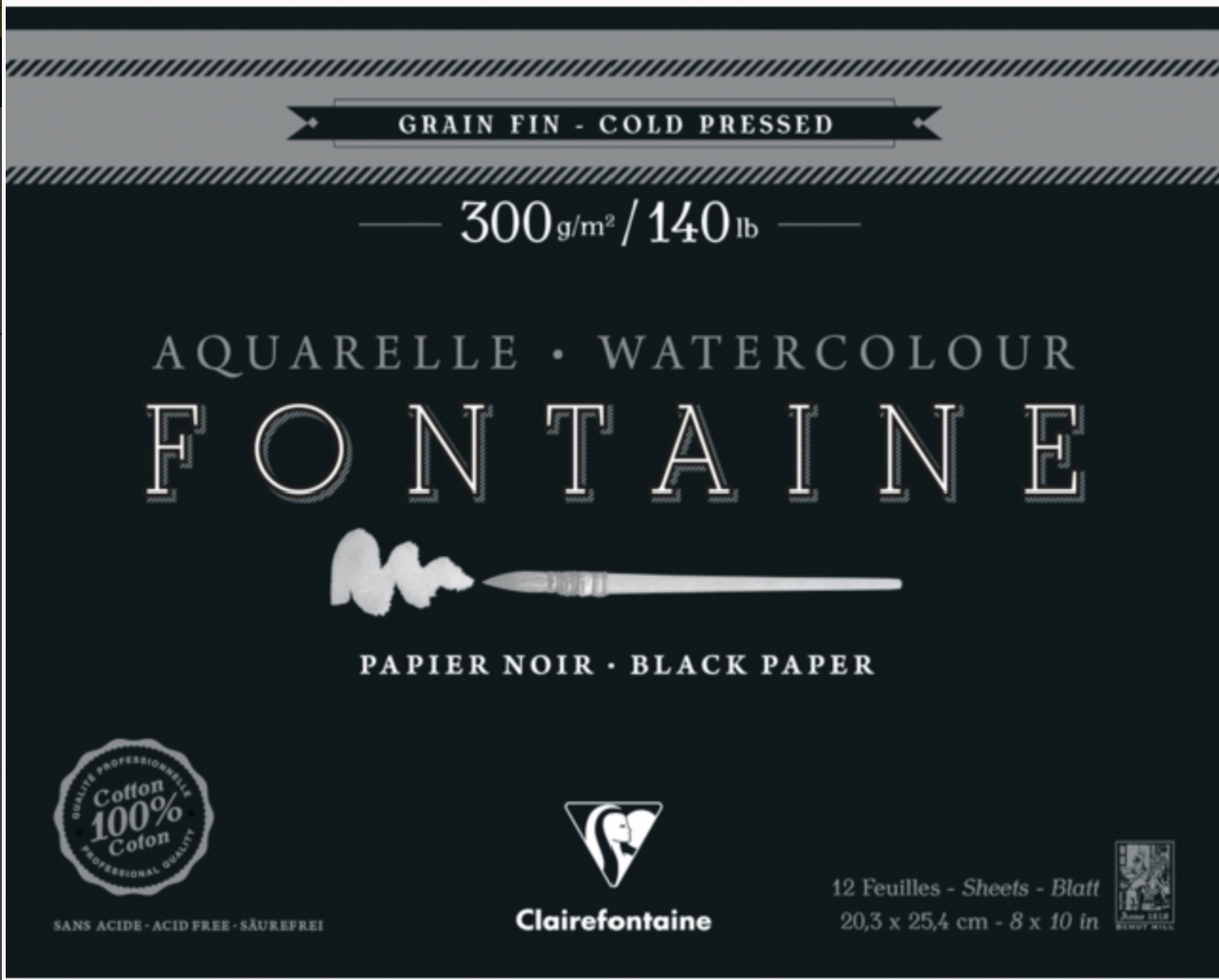 Clairefontaine Black Paper Watercolour Pad 300gsm