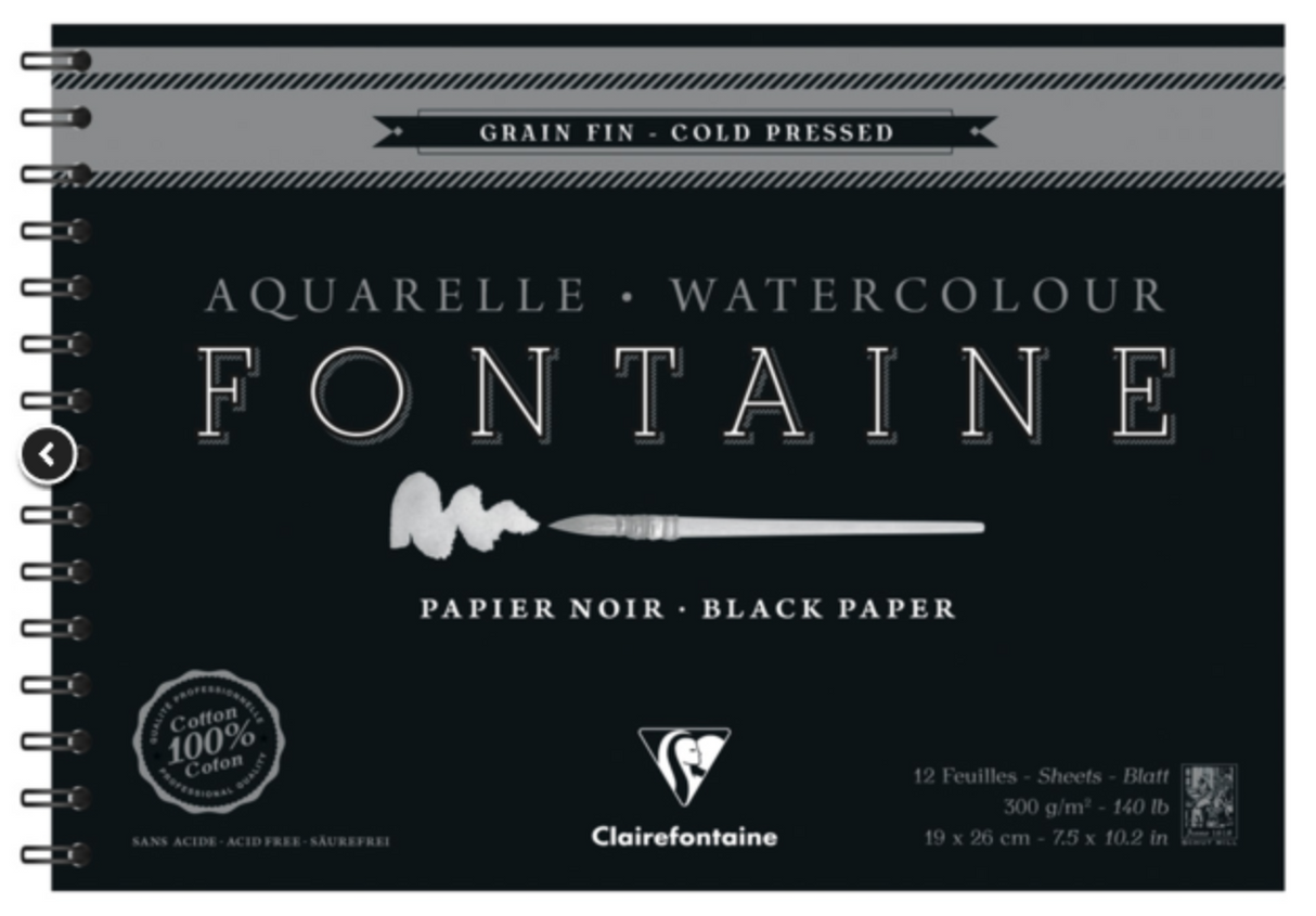 Clairefontaine Watercolour Travel Pad Spiral 300gsm 12x18cm approx