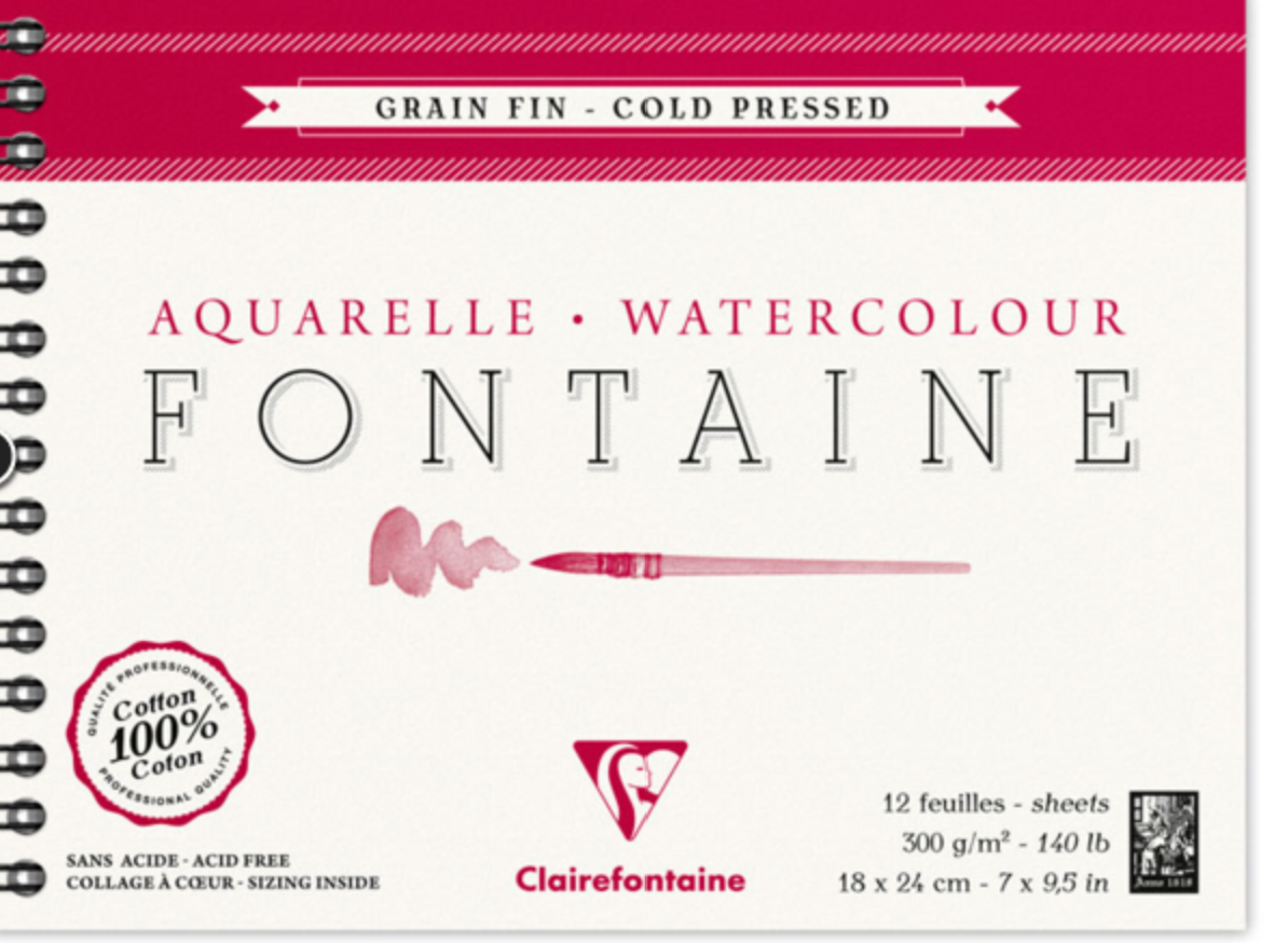 Clairefontaine Natural White Watercolour Spiral Bound Pad 300gsm Cold Pressed Various Sizes