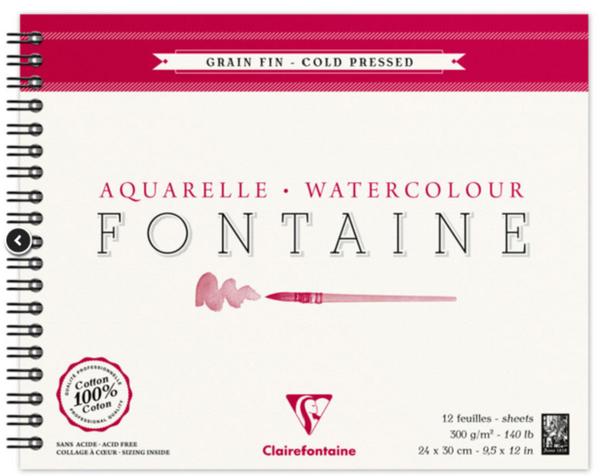Clairefontaine Natural White Watercolour Spiral Bound Pad 300gsm Cold Pressed Various Sizes
