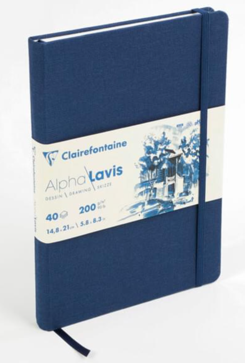 Clairefontaine Alfa Lavis Wash & Ink Sketch Book 200gsm 40 sheets A5 Blue Material Cover