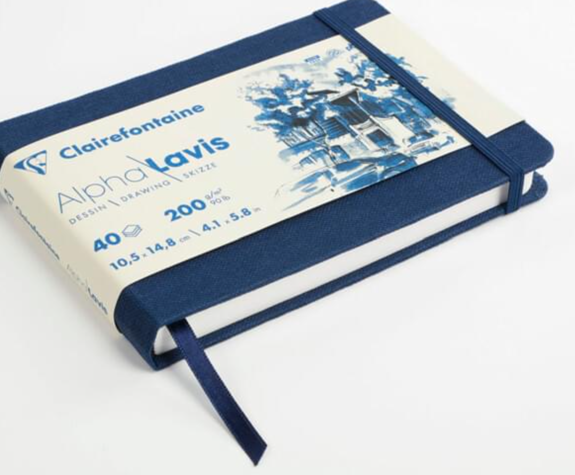 Clairefontaine Alfa Lavis Wash & Ink Sketch Book 200gsm 40 sheets A6 Blue Material Cover