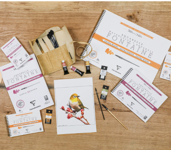 Clairefontaine Watercolour Travel Pad Spiral 300gsm 12 sheets 12 x 18cm Cold Pressed