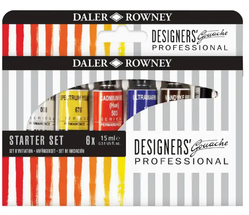 Daler Rowney Designers' Gouache Set 6 x 15ml Tubes Starter Set