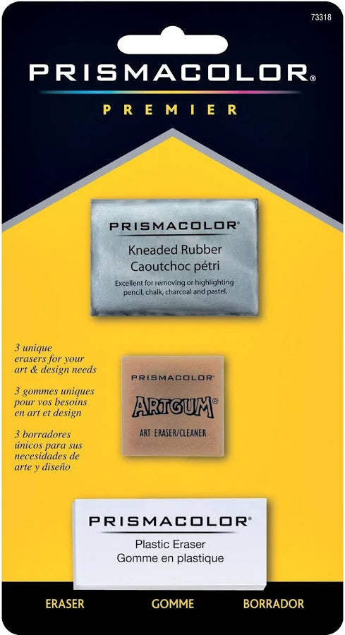 Prismacolor Premier Eraser Set - Kneaded, ArtGum and Plastic Erasers, Set of 3