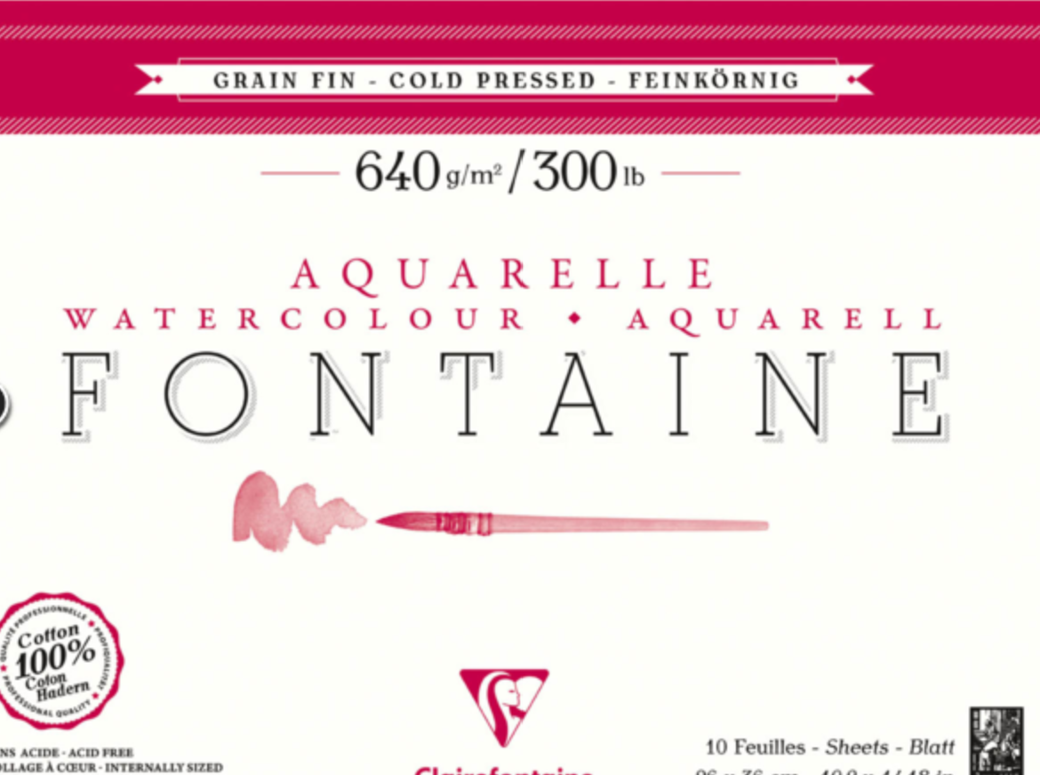 Clairefontaine - Fontaine Natural White Watercolour Block 640gsm Cold Pressed