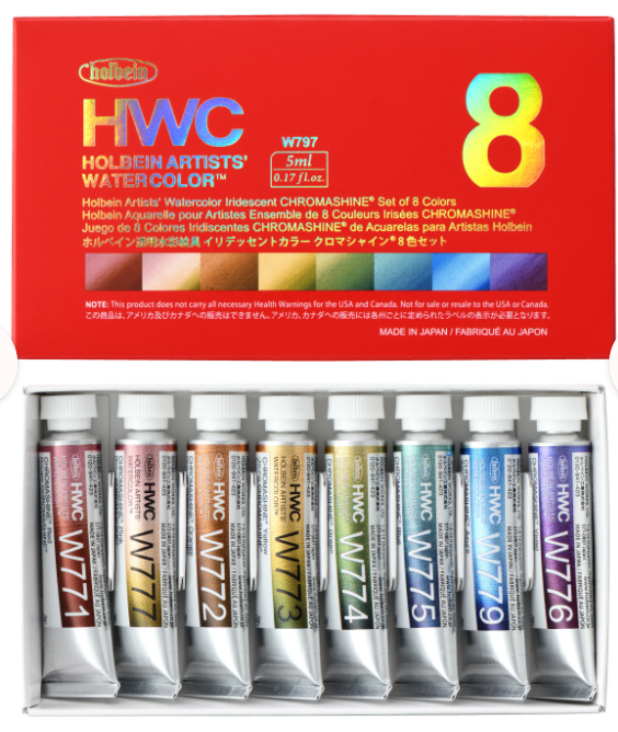 Holbein Artists' Watercolour Chromashine Set of 8 Tubes x 5ml (W797)