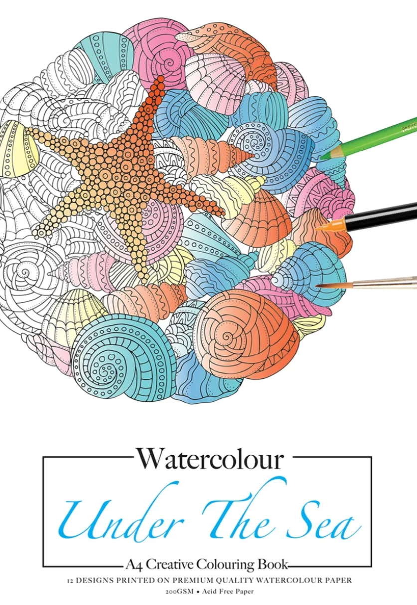 Jasart A4 Adult Colouring Book Watercolour 200gsm Under The Sea