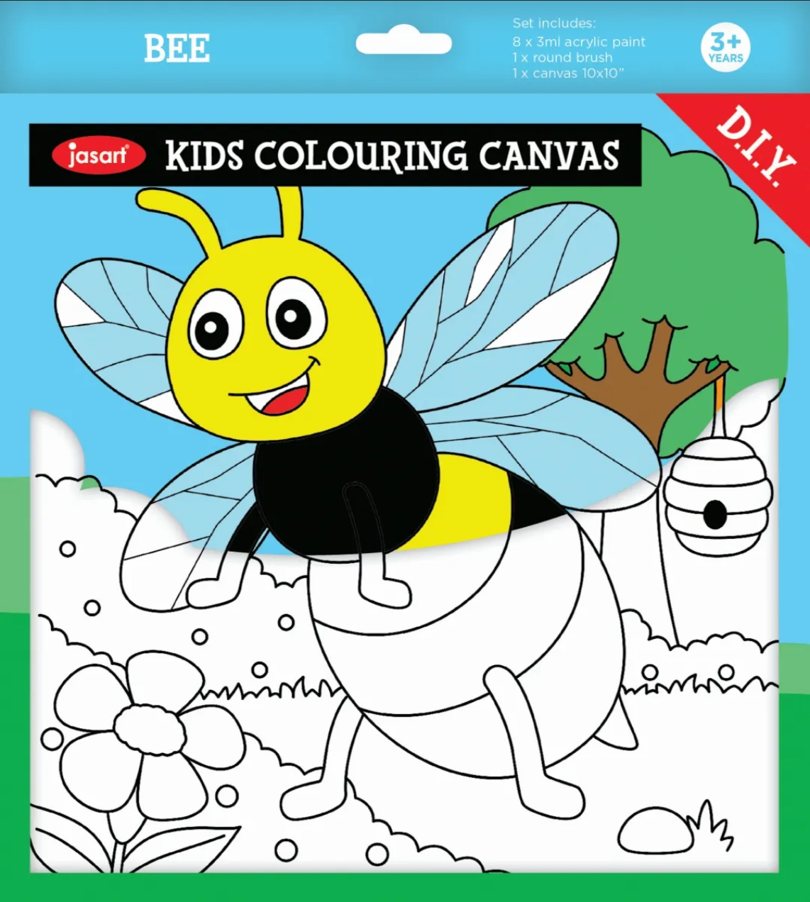 Kids Colouring Canvas Set - with Acrylic Paints