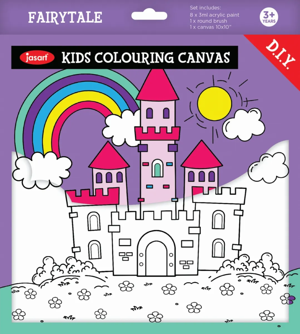 Kids Colouring Canvas Set - with Acrylic Paints