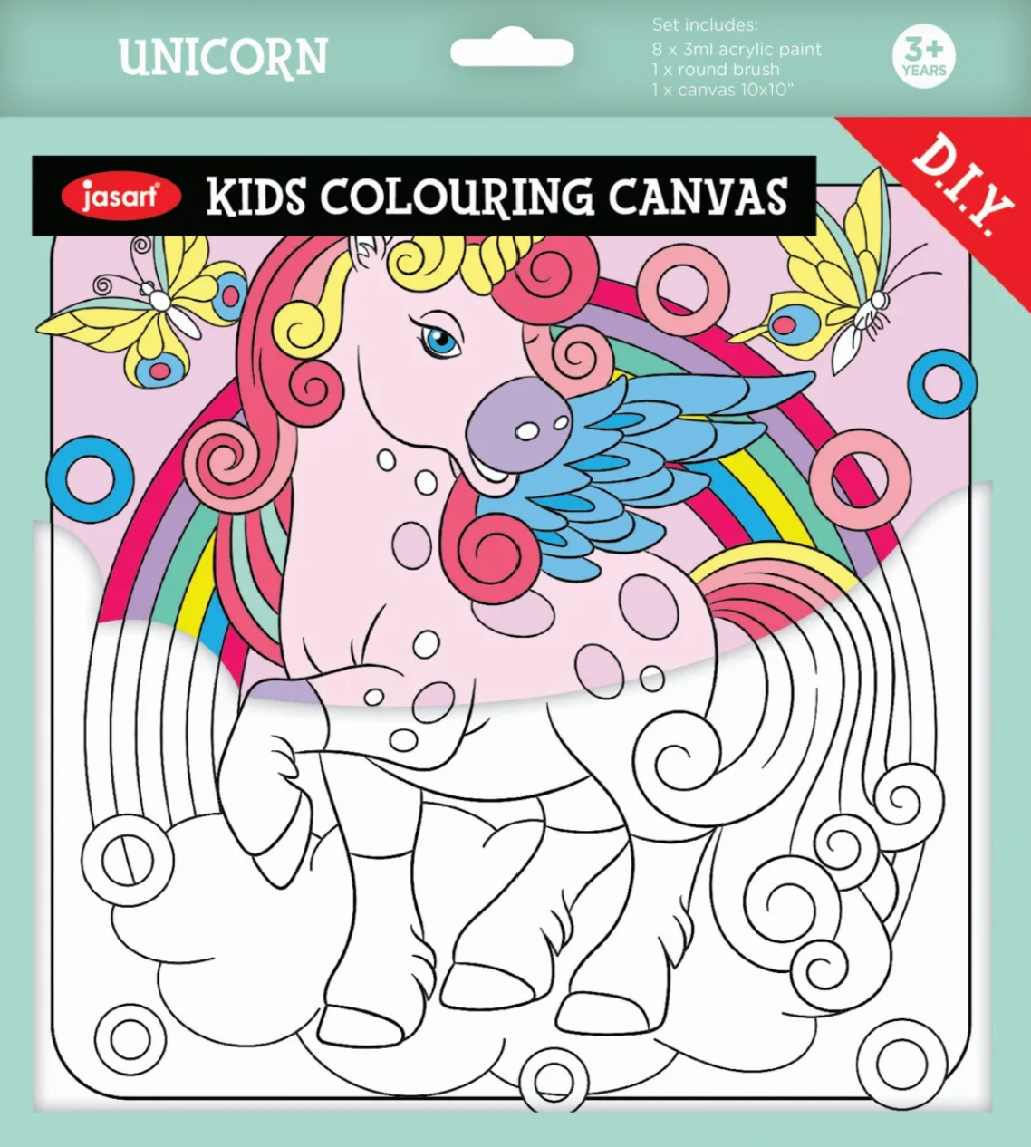 Kids Colouring Canvas Set - with Acrylic Paints