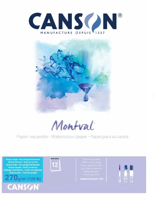 Canson Montval Watercolour Pad 270gsm A4 Rough 12 Sheet