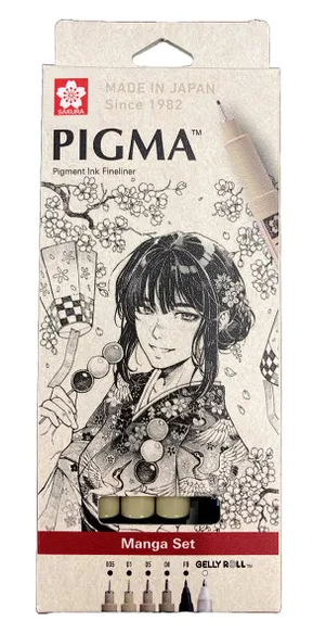 Sakura Pigma Pigment Ink Fineliner Manga Set