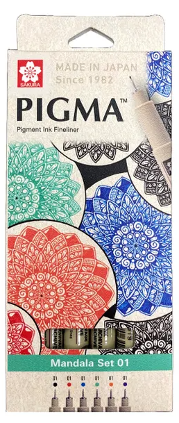 Sakura Pigma Pigment Ink Fineliner Color Set Mandala Set 01