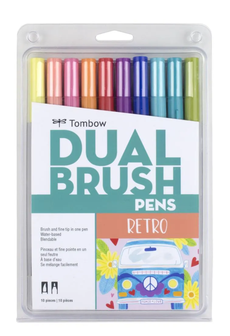 Tombow Dual Brush Pen Set Retro Palette 10 piece