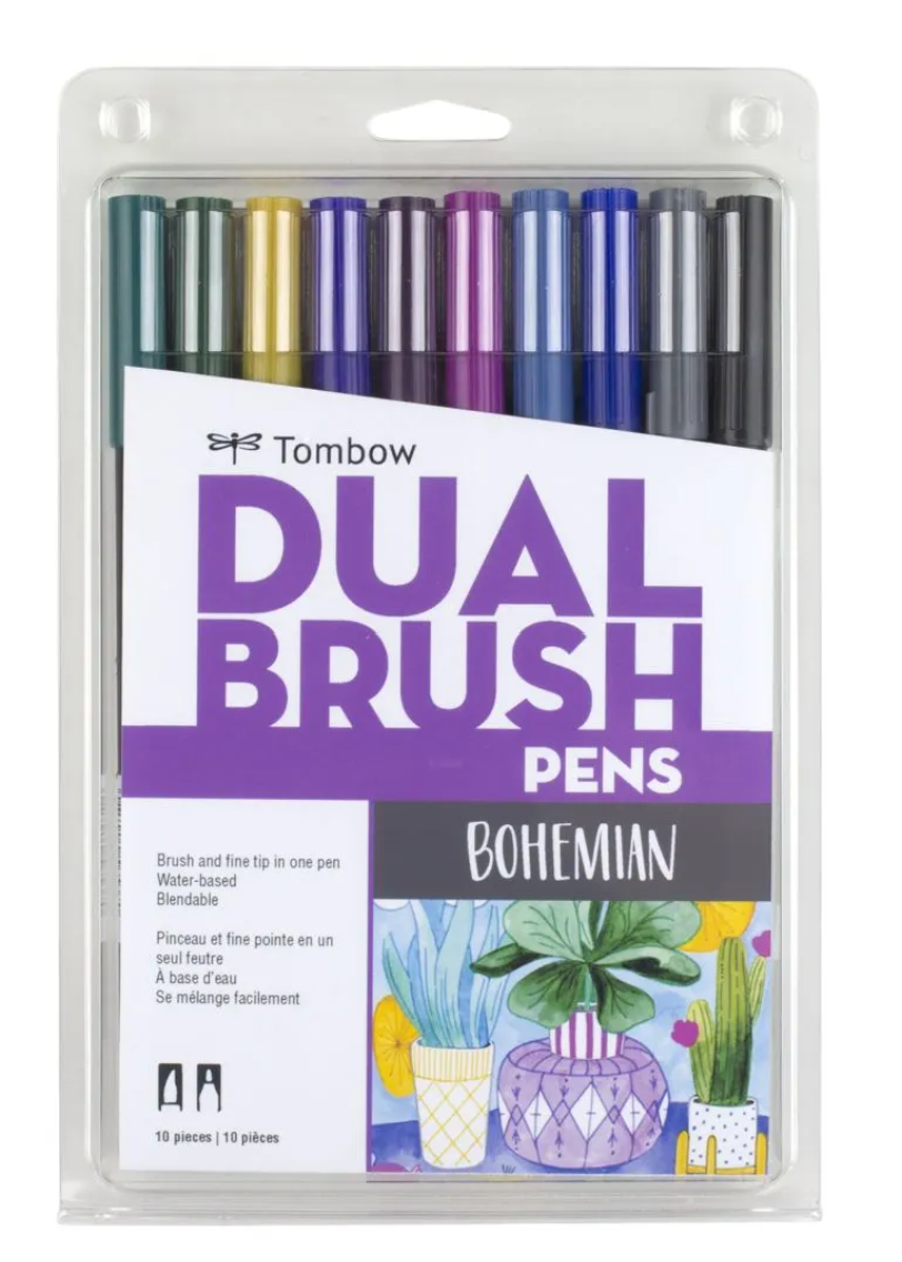 Tombow Dual Brush Pen Set Bohemian Palette 10 piece