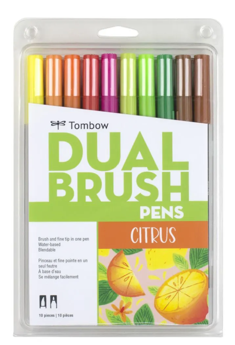 Tombow Dual Brush Pen Set Citrus Palette 10 piece