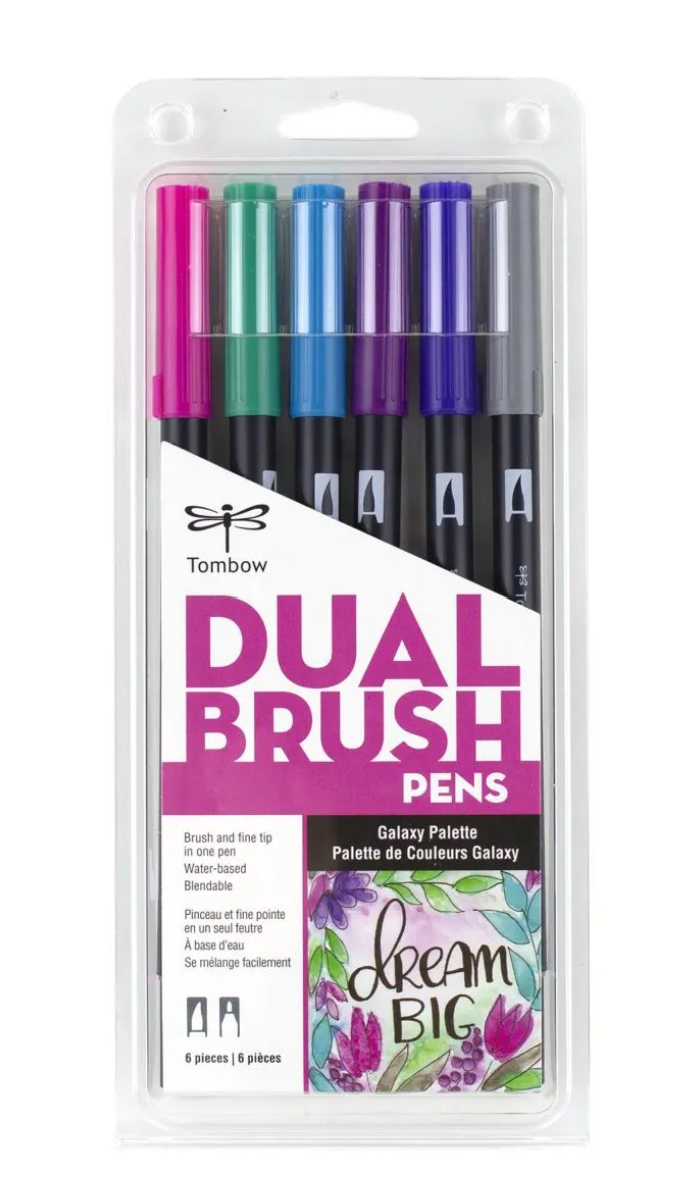 Tombow Dual Brush Pen Set Galaxy Palette 6 piece