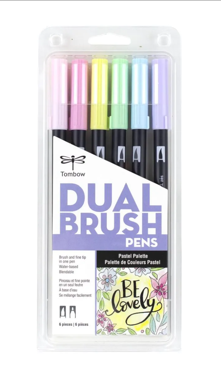 Tombow Dual Brush Pen Set Pastel Palette 6 piece