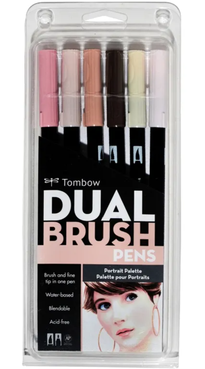 Tombow Dual Brush Pen Set Portrait Palette 6 piece
