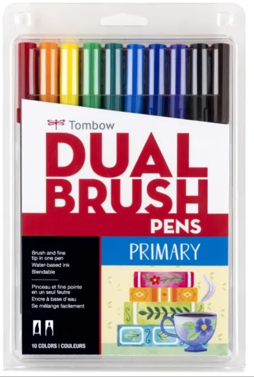Tombow Dual Brush Pen Set Primary Palette 10 piece