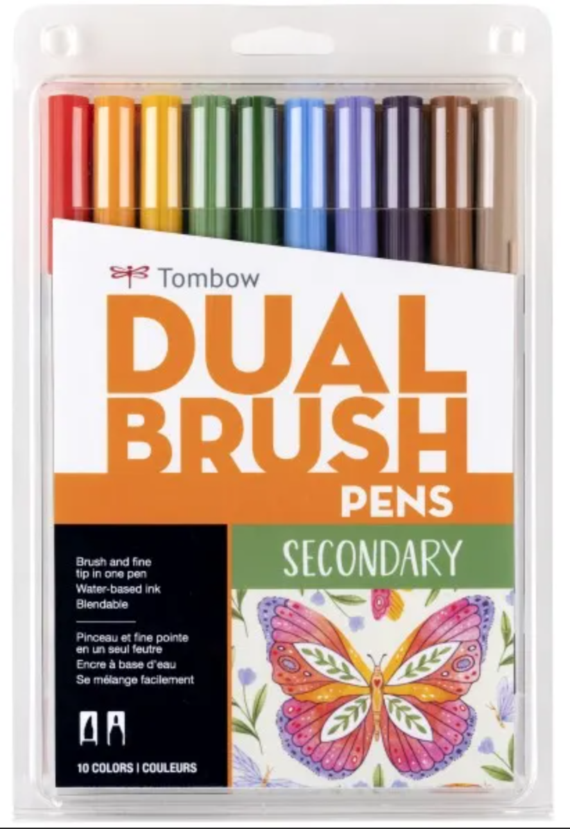 Tombow Dual Brush Pen Set Secondary Palette 10 piece