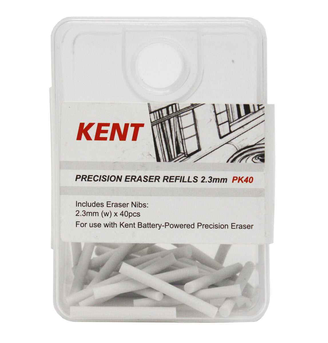 Kent Battery Eraser Refill 2.3mm Pkt 40