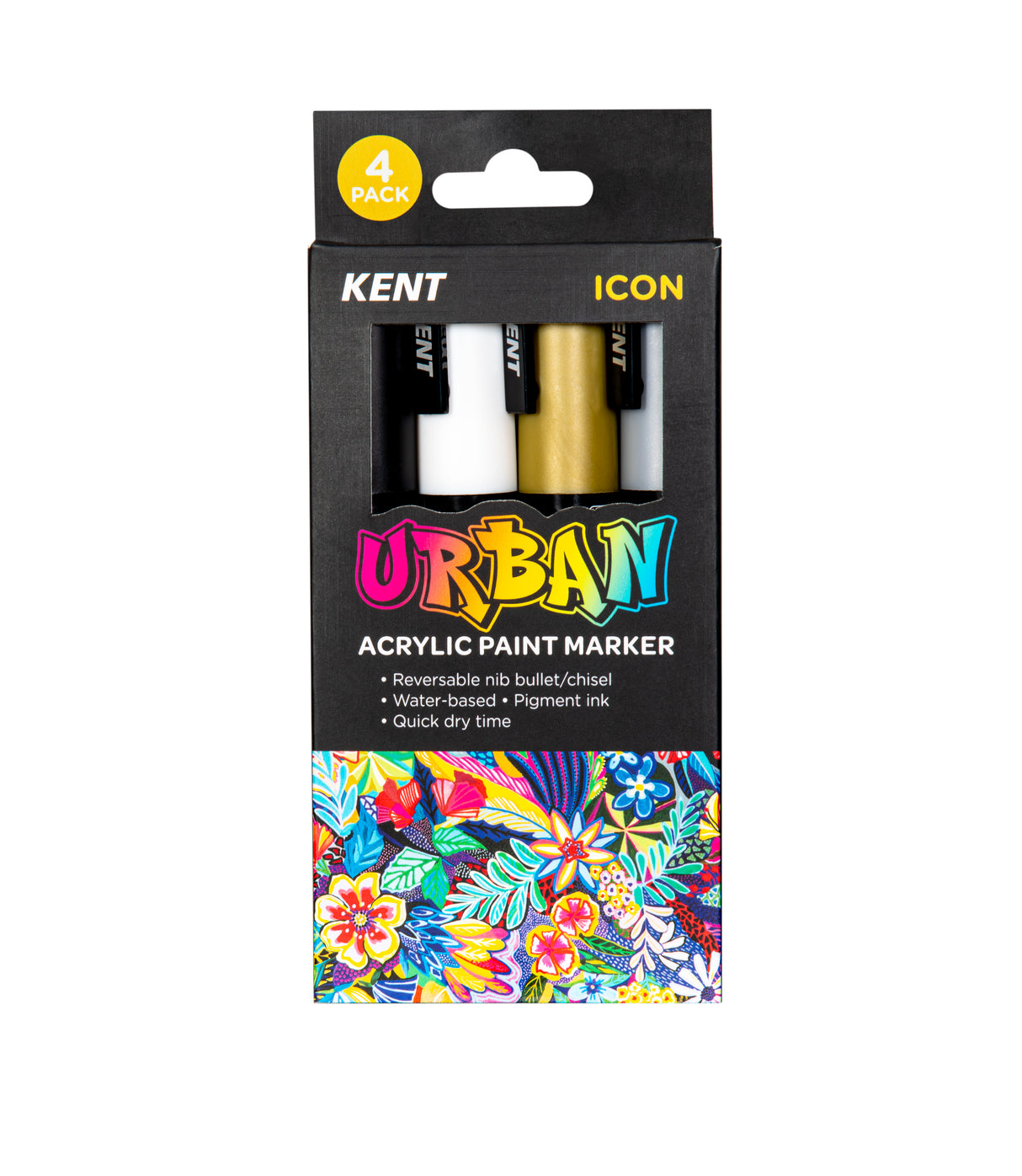 Kent Urban Acrylic Paint Markers – Medium Nib 6mm Icon Pack 4