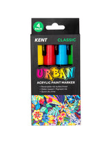Kent Urban Acrylic Paint Markers – Medium Nib 6mm Classic Pack 4