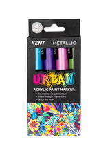 Kent Urban Acrylic Paint Markers – Medium Nib 6mm Metallic Pack 4