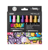 Kent Urban Acrylic Paint Markers – Medium Nib 6mm Metallic Pack 8