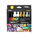Kent Urban Acrylic Paint Markers – Medium Nib 6mm Icon Pack 8