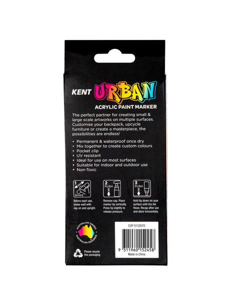 Kent Urban Acrylic Paint Markers – Fine Nib 3mm Classic Pack 4