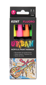 Kent Urban Acrylic Paint Markers – Fine Nib 3mm Fluoro Pack 4