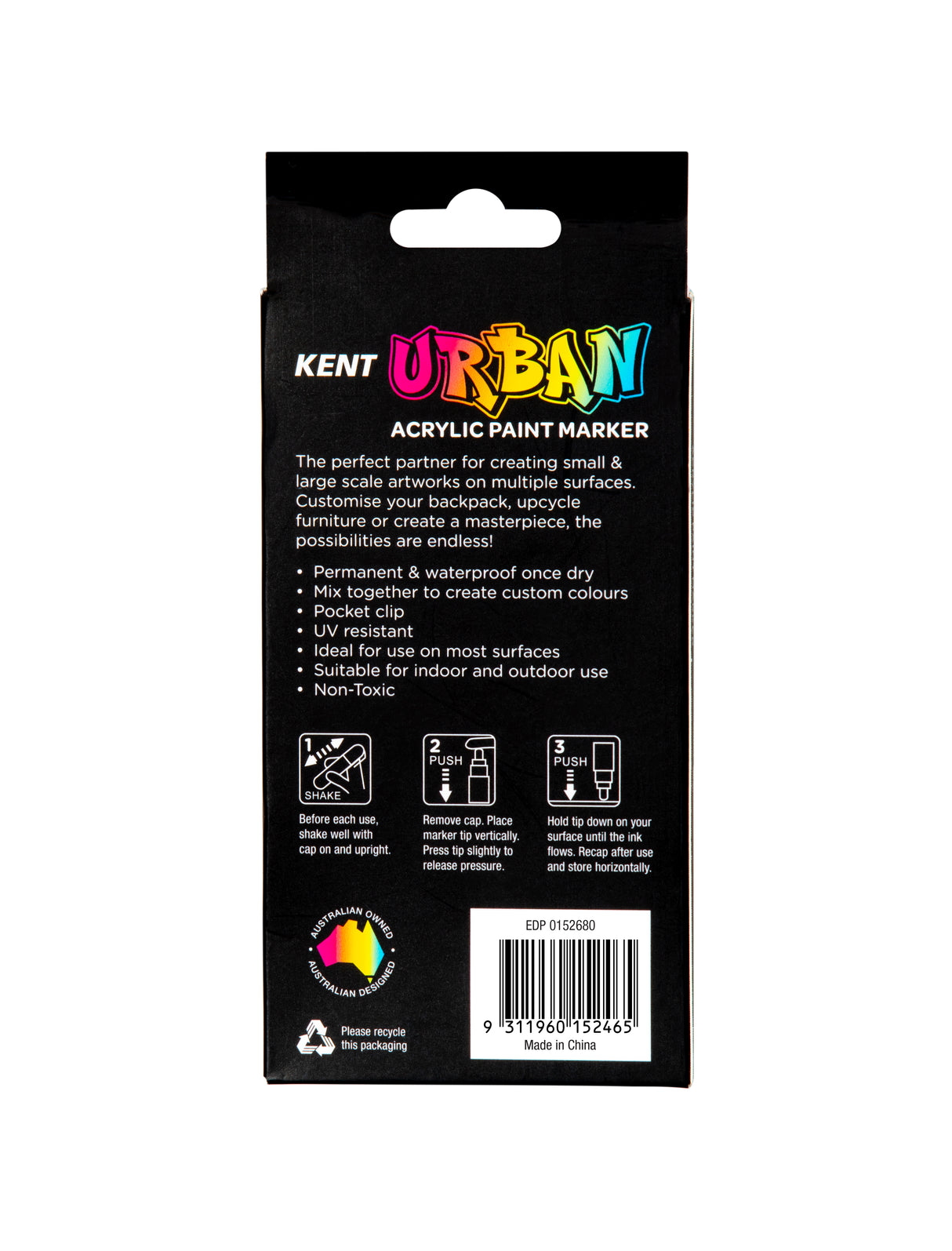 Kent Urban Acrylic Paint Markers – Fine Nib 3mm Fluoro Pack 4