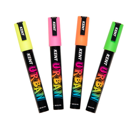 Kent Urban Acrylic Paint Markers – Fine Nib 3mm Fluoro Pack 4