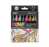 Kent Urban Acrylic Paint Markers – Fine Nib 3mm Metallic Pack 8