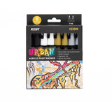 Kent Urban Acrylic Paint Markers – Fine Nib 3mm Icon Pack 8
