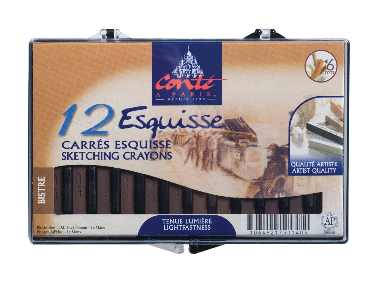 Conte A Paris Carre Crayon Sketch Bistre 12 Set